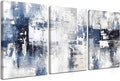 Abstract Blue and White Wall Art Set of 3, Modern Simple Navy Framed Canvas Prints Poster, Gray Painting Picture for Living Room, Bedroom, Office Wall Decor 16x24 Inch