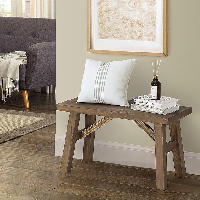 Wnutrees Sawmill Wood Bench, 30" Farmhouse Entryway Bench for Living Dining Room, Rustic Entry Way Benches Seat, Solid Wood, Handcraft Finshed, Natural