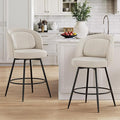LUE BONA 26''H Swivel Bar Stools Set of 2, Counter Height Bar Stools with Backs, Lumbar Pillow and Black Metal Frames, Upholstered Morden Barstools for Kitchen Island, Linen Farbic, Linen Color