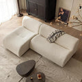 Boneless 3 Seater Sofa with Chaise, 92" Modular Sectional Couch, Reversible L-Shaped Couches with Deep Seat, White Curved Sherpa Sofas for Small Living Room, Bedroom, Apartment– No Assembly