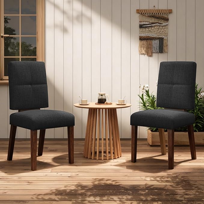 HOMRELEXA Wooden Dining Chairs Set of 2, Dining Room Chairs with Wood Legs, Cloud-Like Cushion & Reinforcement Structure Design for Kitchen/Living Room/Restaurant, Easy Assembly