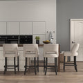 VKNOW Bar Stools Set of 4, 26" Upholstered Counter Height Bar Stools, Modern Counter Stools with Black Legs for Kitchen Island Dining Room Bar, Beige-Black Legs