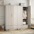 Yechen 67" Fluted Armoire Wardrobe Closet Set of 2 with Doors and Drawer, Wooden Wardrobe Closet Cabinet with Adjustable Shelve, Modern Small Armoires Storage Clothes, Coats for Bedroom, White, 2pcs