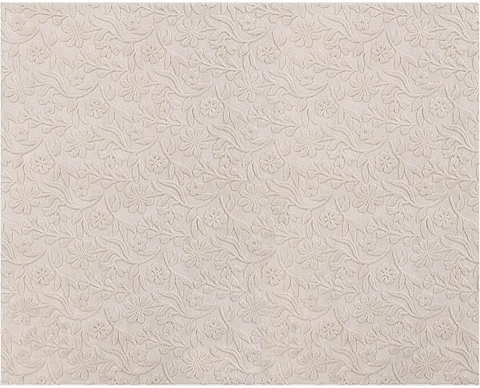 Vaukki 8x10 Area Rug for Living Room, Soft Fluffy Washable Modern Floral Indoor Floor Mat, Non Slip Shaggy Boho Accent Throw Carpet for Bedroom, Living Room, Nursery and Dining Room, Beige