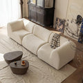 110" 3-Seater Modular Sectional Sofa, Sherpa Cloud Couch with Deep Seat Comfort, Boneless Curved Sofas with High-Density Foam Strong Support, Modern Cozy Sofa for Living Room – No Assembly, White