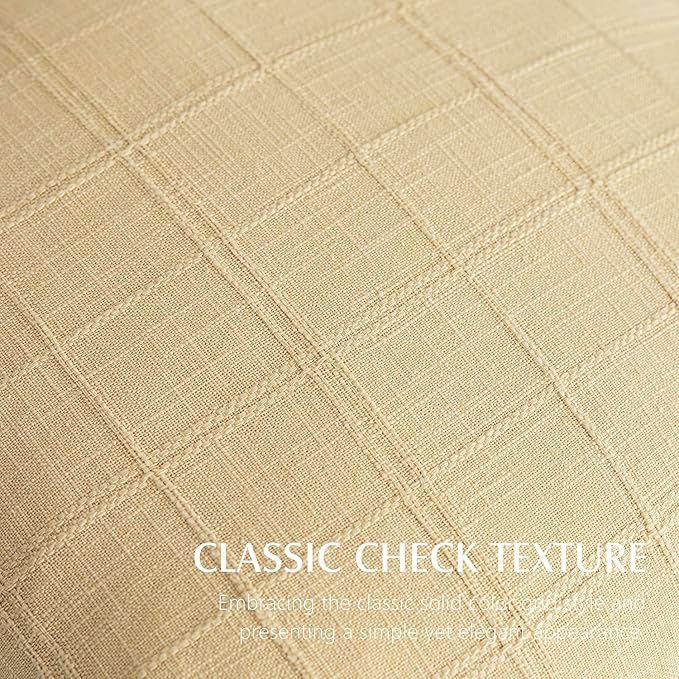 Foindtower Set of 2 Decorative Linen Check Throw Pillow Covers Neutral Farmhouse Vintage Cushion Covers Cozy Modern Boho Accent Home Decor for Sofa Chair Couch Bed Living Room,14×36 Inch,Light Yellow
