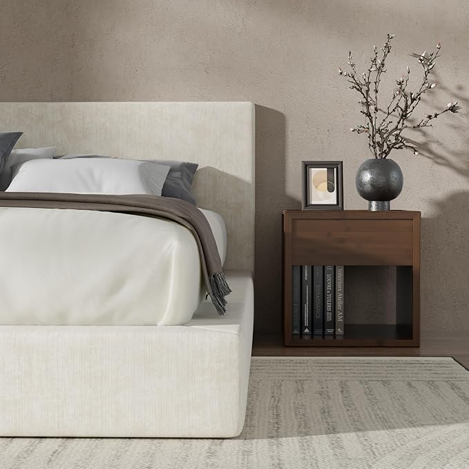 RECCI AirFrame Full Size Bed Frame with Headboard, Cloud Upholstered Platform Bed Frame, 5 Inch Foam Cushioned, No Box Spring, Easy Assembly(Beige Chenille)
