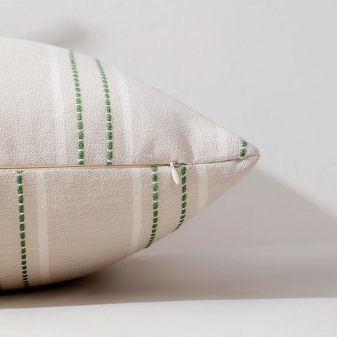 Hckot Spring Throw Pillow Covers 12x20 Set of 2 Grass Green Pillow Covers Farmhouse Decorative Pillows Textured Linen Square Cushion Covers for Sofa Couch Bed Living Room Decor(Grass Green)
