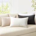 Couch Pillows Set of 4 Soft Linen Solid Lumbar Boho Cushion Cases with Flange Edge Design Mulit-Colour Pillow Covers Home Decor for Bed Balcony and Car Neutral Grey 12x20 Inch