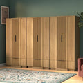 Yechen 67" Fluted Armoire Wardrobe Closet Set of 3 with Doors and Drawer, Wooden Wardrobe Closet Cabinet with Adjustable Shelve, Modern Small Armoires Storage Clothes, Coats for Bedroom, Natural, 3pcs
