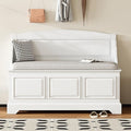 LUMISOL Shoe Storage Bench with Cushion, 41.7“ Farmhouse Entryway Bench with Soft-Close Devices and Hidden Storage, Upholstered Storage Ottoman for Living Room, Entryway, Bedroom, White