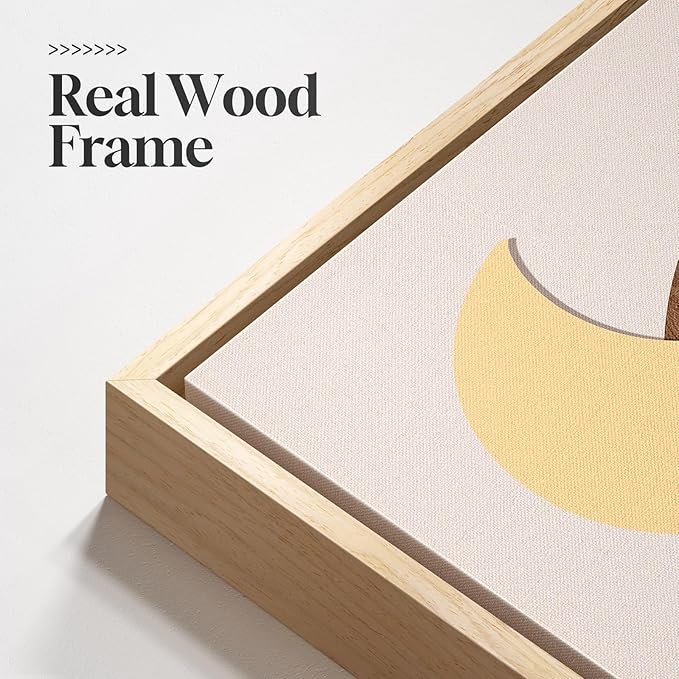 Framed Neutral Boho Wall Art for Bedroom, Set of 2 Modern Elegant Moon Canvas Prints, Mid Century Modern Minimalist Artwork for Living Room Hallway Office Kitchen Office Aesthetic Wall Decor, 20x30 In