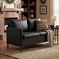 TYBOATLE Faux Leather Modern Small Couches for Small Spaces, Comfy Upholstered Love Seat for Bedroom, 2 Seater Mini Couch for Apartment, Dorm, Office, Black