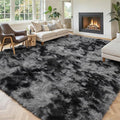Area Rugs 10x14 Living Room, Shaggy Carpet Soft Plush Furry Bedside Rug Large Area Rugs for Bedroom Kids Girls Boys Home Decor Anti Slip(10 x 14, Dark Grey Tie-Dyed)