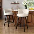 HONIFUR Bar Stools Set of 2, 27 Inch Barstools with Sturdy Legs, Leather Farmhouse Counter Height Bar Stool for Kitchen, Dining, Bar (White, Leather)