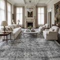 Homemate Washable Rug 9x12 Area Rugs - Vintage Faux Wool Rugs for Living Room Bedroom Dining Room - Non Slip Foldable Carpet Indoor Area Rug for Home Decor（9'x12', Black