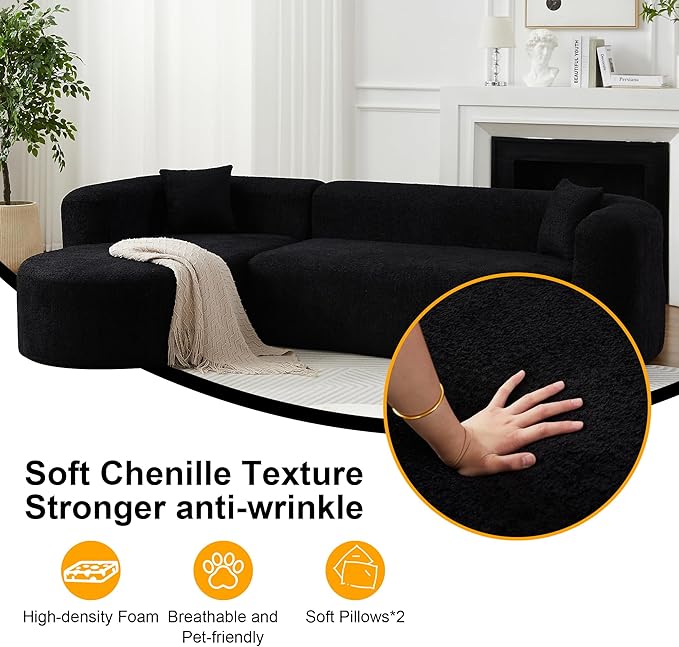109.4" Sectional Couch with L-Shaped Chaise, Boneless Modular Sectional Sofa, Soft Chenille Sofa with Deep Seat for Living Room, No Assembly | Breaathable Material