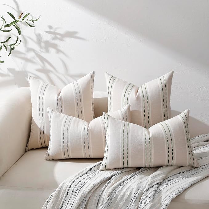 Hckot Throw Pillow Covers 20x20 Set of 2 Grey Pillow Covers Farmhouse Decorative Pillows Textured Linen Square Cushion Covers for Sofa Couch Bed Living Room Decor(Light Grey)