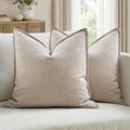 MIULEE Pack of 2 Thick Textured Couch Throw Pillow Covers, Oatmeal Linen Decorative Pillow Covers 22x22, Neutral Cushion Cases for Sofa Bed Living Room Modern Farmhouse Home Decor, No Filling