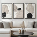 Framed Black and White Abstract Wall Art for Living Room, Large 3 Piece Neutral Minimalist Canvas Artworks, Modern Painting Prints for Dining Room Hallway Home Office Wall Decor, 24x36 In