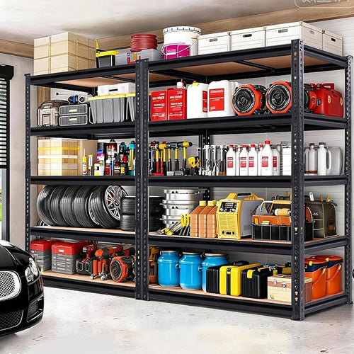 72" H Garage Storage Shelves,Storage Shelves Heavy Duty,2400LBS Metal Shelving Units,Adjustable Garage Shelving Heavy Duty for Garage Storage,Warehouse,16"x35.5"x72