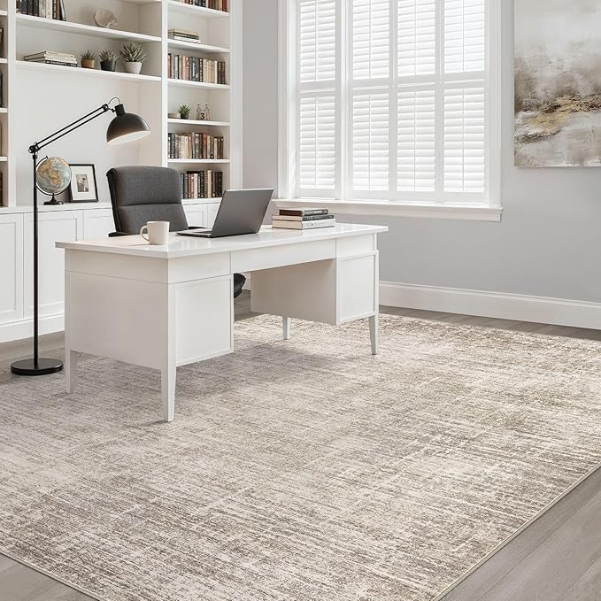 7x10 Area Rug Living Room: Washable Large Neutral Brown Rug Abstract Soft Modern Stain Resistant Indoor Floor Non-Slip Carpet for Bedroom Nursery Kids Office Playroom Dining Room Under Table Home