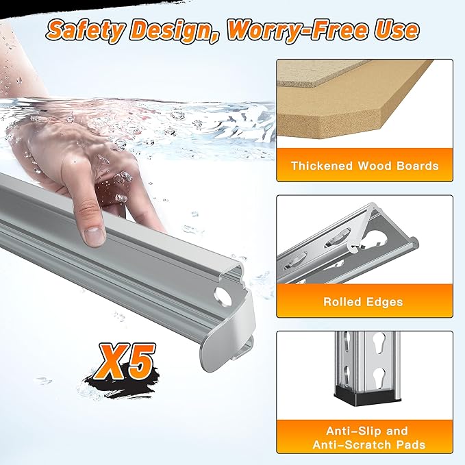 REIBII 2500LBS Garage Shelving 40" W Storage Shelves Adjustable Metal Shelving 5 Tier Pantry Shelves for Garage Closet Kitchen Basement 40" W x 19.7''D x 72''H, Silver