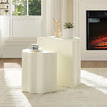 WILLIAMSPACE Nesting Coffee Table Set of 2 for Living Room, Modern Circle Center Table with Wavy Edges Design, Accent End Side Table for Small Space, No Need Assembly (Fiberglass, 22.05"+16.93")