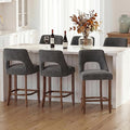 UVV Bar Stools Set of 6, Upholstered Counter Height Bar Stools, Modern Counter Stools with Wood Legs for Kitchen Island Dining Room Bar, Dark Grey