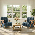Modern Accent Chair Set of 2 for Living Room Bedroom,Comfy Chenille Reading Chair with Wood Frame,Upholstered Lounge Armchair with Thick High-Elastic Sponge for Apartment & Waiting Room(Blue,2)