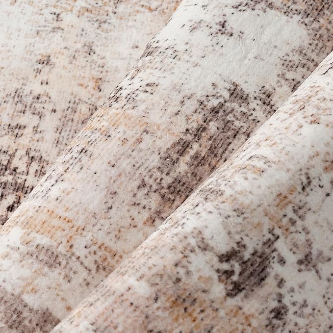 9x12 Washable Area Rug Beige Grey Abstract Non Slip Soft Medium Pile Rug for Living Room Bedroom Dining Room Office Neutral Modern Indoor Throw Carpet for Home Decor