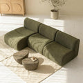 Curved Sectional Couch with Chaise Lounge, 3-Seat Reversible L Shaped Sofa, Deep Seat Sherpa Boneless Modular Couches for Living Room, 101" Modern Curved Sofas – No Assembly, Green