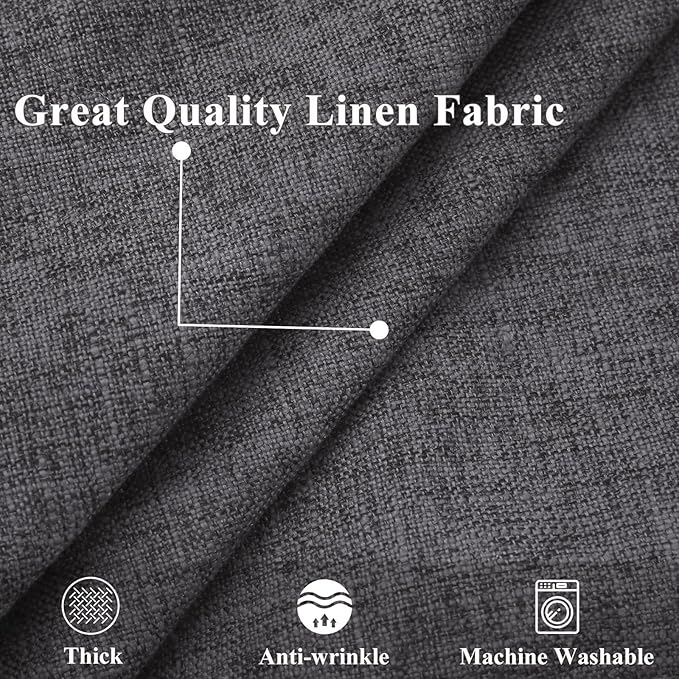 decorUhome Summer Decorative Throw Pillow Covers 24x24 Set of 2 Faux Linen Farmhouse Euro Sham Pillow Covers with Stitched Edge Outdoor Neutral Pillow Covers for Couch Sofa Living Room, Dark Grey