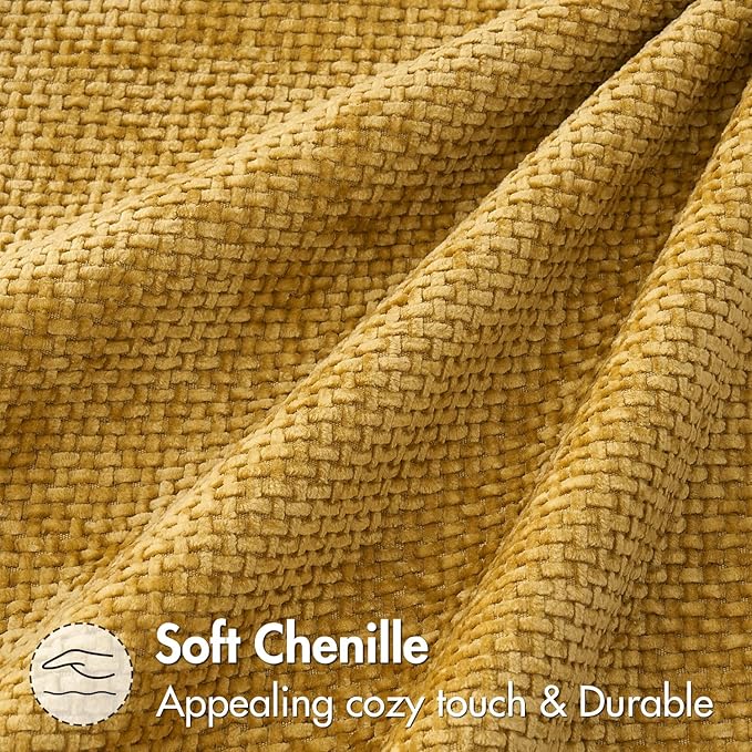 MIULEE Pack of 2 Gold Throw Pillow Covers 18x18 Inch Mustard Yellow Summer Modern Boho Accent Decorative Pillow Covers Soft Chenille Farmhouse Cushion Covers for Home Decor Couch Bed Sofa Living Room