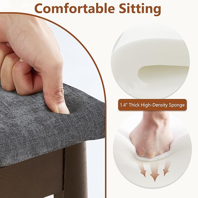 Royal Windsor Vanity Stool with Saddle Cushion, 18 Inch Makeup Vanity Chair for Living Room, Modern Foot Stool Ottoman Piano Bench,Small Upholstered Bench for Bedroom, Dark Grey