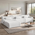 Cloud Couch Sectional, L Shaped Boneless Couches for Living Room - Oversized Modular Sofa with Deep Seats, Modern Couches with Movable Ottoman,White