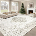 8x10 Area Rugs for Living Room: Washable Vintage Large Retro Rug Soft Non-Slip Indoor Low Pile Carpet for Bedroom Dining Room Office (Taupe, 8' x 10')