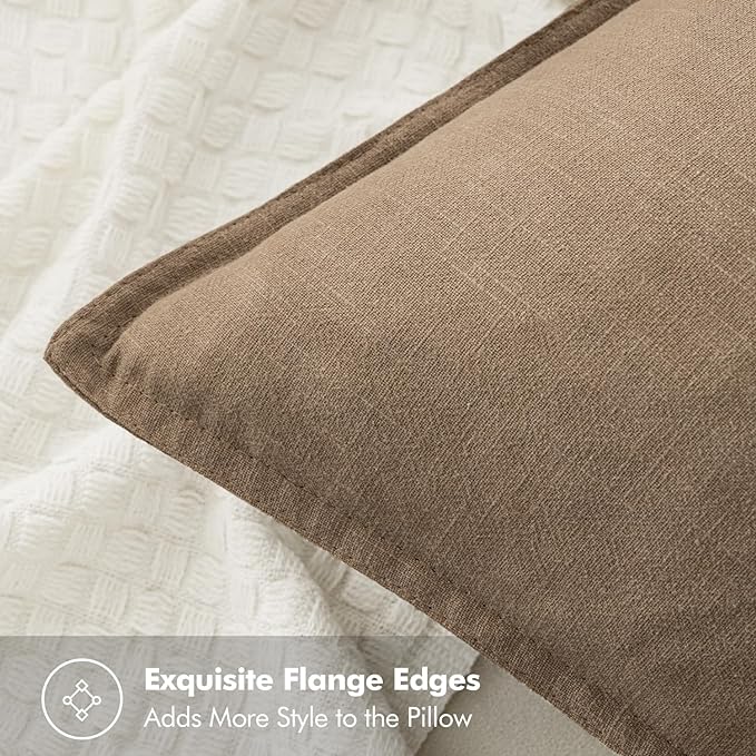MIULEE Decorative Linen Pillow Covers 20x20 Inch Khaki Boho Farmhouse Neutral Winter Couch Throw Pillows for Bed Pack of 2 Accent Modern Pillowcase Sofa Livingroom Home Decor