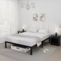 14 Inch Bamboo Bed Frame – Solid Wood Platform Bed Frame, Strong and Stable, with Non-Slip Slats for Support, No Box Spring Needed, Easy to Assemble, Noise-Free (Black, Queen)