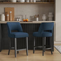 VKNOW Bar Stools Set of 2, Modern Counter Height Bar Stools, 26" Upholstered Counter Stools with Black Wood Legs for Kitchen Island Dining Room Bar, Blue-Black Legs