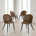 Homy Casa Dining Chairs Set of 4 Suede Accent Kitchen Chairs Set Industry Style Side Chair Set for Living Dining Room Lounge, Metal Legs and Soft Seats, Brown 4PCS