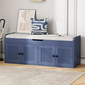 47.2" Storage Bench - Entryway Shoe Bench with 4 Doors and Top Storage Area, Multifunctional Entryway Bench with Lift Top Cushion, Shoe Storage Bench for Bedroom, Living Room, Blue