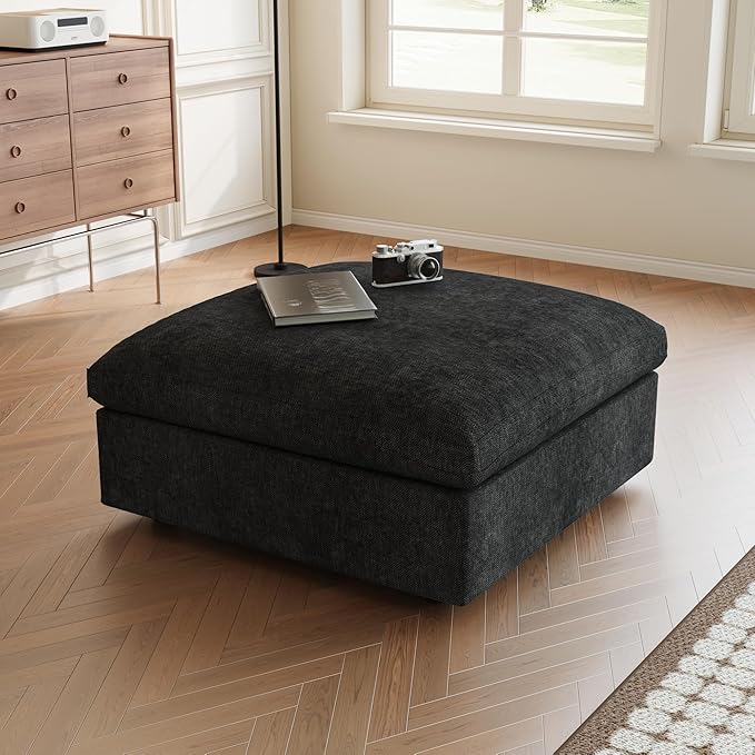 Modular Sectional Sofa Cloud Couch, Oversized 5 Seater Couch with Ottomans, Extra Large V Shaped Sofas Deep Seat Couches for Living Room, Sofa Covers Washable&Removable, Black