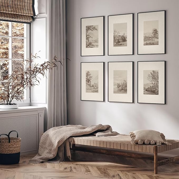 Joocrise Neutral Wall Art Decor Set of 6 Vintage Canvas Wall Art Rustic Farmhouse Wall Art Botanical Prints Country Pictures Neutral Vintage Artwork for Living Room Bedroom 8x10 Inch Unframed