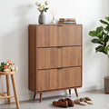 FurSch Fluted Shoe Storage Cabinet with 3 Flip Drawers, Narrow Shoe Rack Cabinet Organizer with Adjustable & Removable Shelves for Entryway (All Walnut, 3 Drawers)