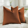 HAUSSY Rust Throw Pillow Covers 18x18 Inch Set of 2,Boho Decorative Faux Linen Throw Pillows Cozy Farmhouse Accent Cushion Covers,Home Decor for Couch Sofa Bed Living Room