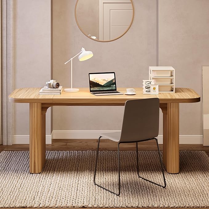LITTLE TREE 62-Inch Home Office Computer Desk, Large Writing Desk with Textured Double Base, 5 ft Conference Meeting Seminar Table for Office
