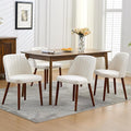 GarveeHome Wooden Dining Chairs Set of 4, Upholstered Kitchen Dining Room Chairs with Padded Seat and Wood Legs, Modern Fabric Side Dinner Chair for Kitchen, Dining Room, Restaurant, Cafe, Beige