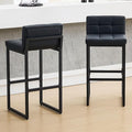 FIRAVOE Bar Height Bar Stools Set of 2, Modern Tall Counter Stool, Faux Leather Barstools with Back, Comfortable 30-inch Seat Height Island Chairs for Kitchen Island (Black, 2Pcs 30" Bar Stools)