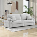 88.58" 3 Seats Deep Seat Sofa Couch, Light Grey | USB/Type-C Port, Side Storage, Removable Cover, Wide Armrest, For Small Space